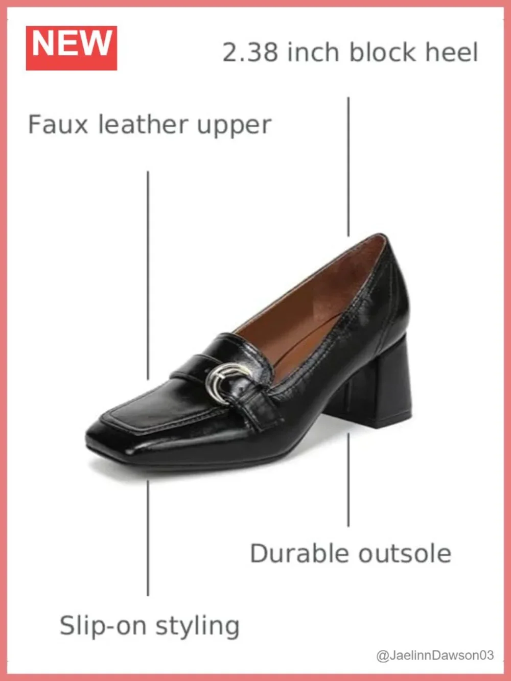 Naturalizer Ines Loafer-Inspired Pump Faux Leather Square Toe Block Heel Slip-On